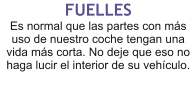 FUELLES Es normal que las partes con más uso de nuestro coche tengan una vida más corta. No deje que eso no haga lucir el interior de su vehículo.